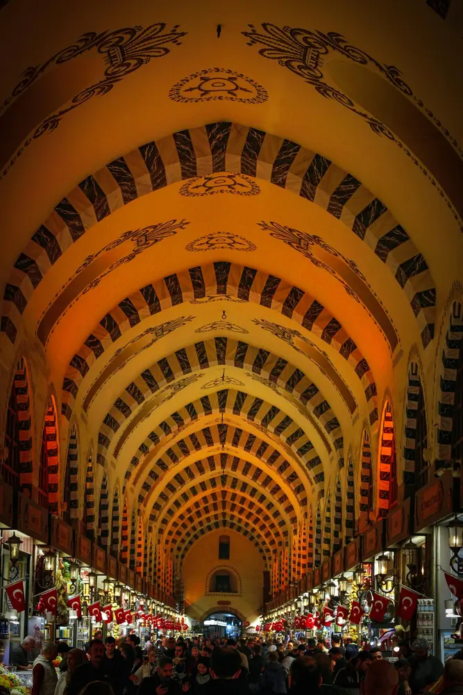 The vaulted interior of the Spice Bazaar
