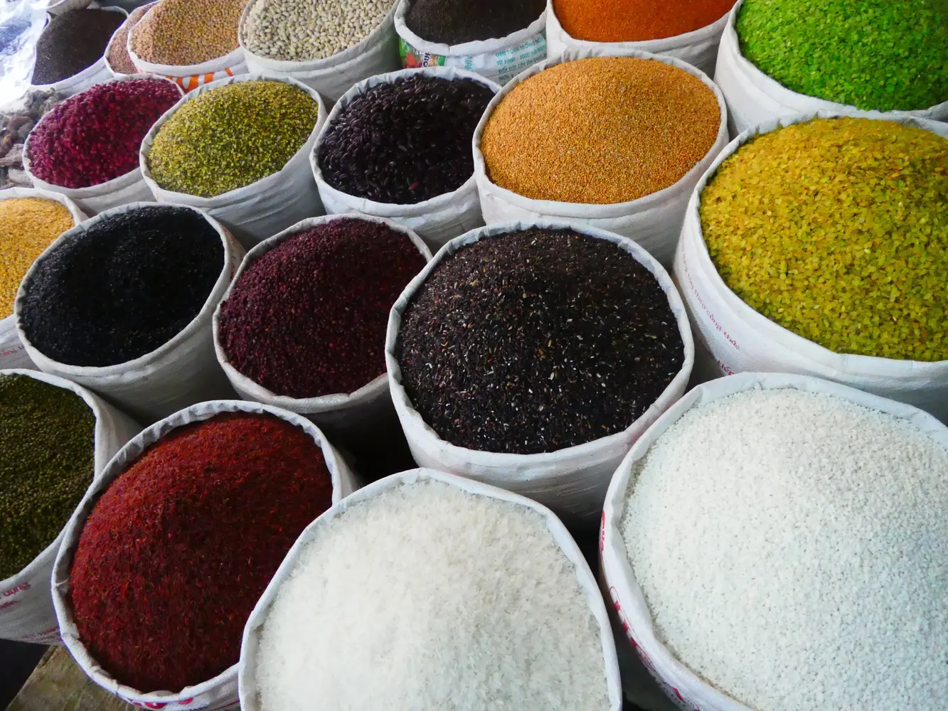 A spice stall inside the market